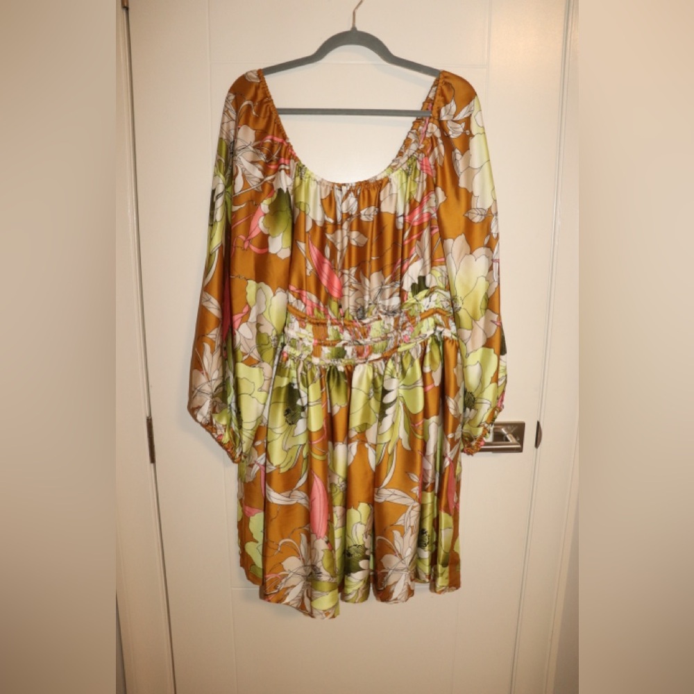 Orange and Yellow Ruched Flowing Sundress